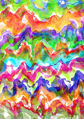 Watercolor Mountain Peaks