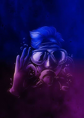 Scuba Diver Underwater Art