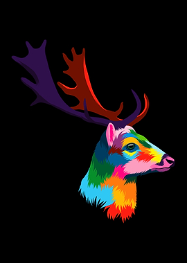 Deer Head Colorful