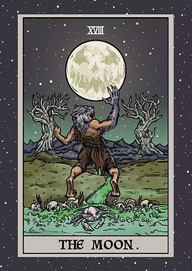 The Moon Terror Tarot Card