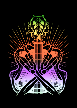 Rock Hand Horns Guitar Art