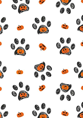 Paw prints pumpkins