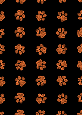 Doodle orange paw print