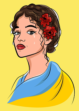 Ukrainian Girl with Flag