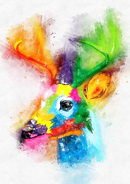 Deer Head Watercolor