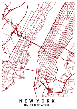 new york city map red