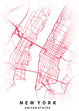 new york city map red