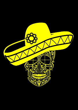Mexican skull with sombrer