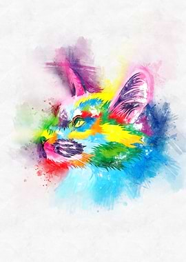 Cat Head Watercolor