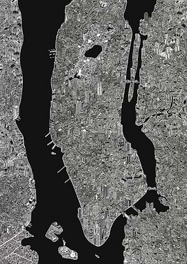 NYC map black New York