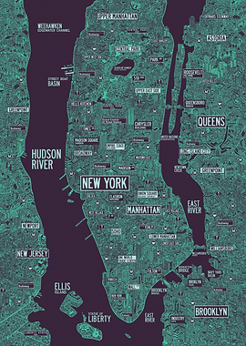 New York map purple