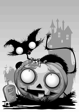 Silly Cat and Pumpkin