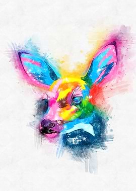 Sika Deer Head Watercolor