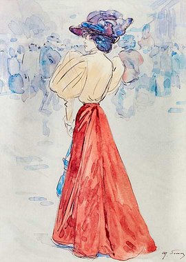 Elegant with a red skirt