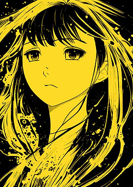 Anime Girl Half Tone Art