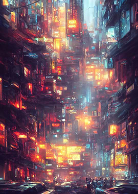 dense cyberpunk city