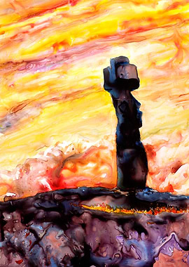 Easter Island sunset art