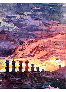 Easter Island Moais art