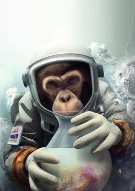 monkey mixing chemicals