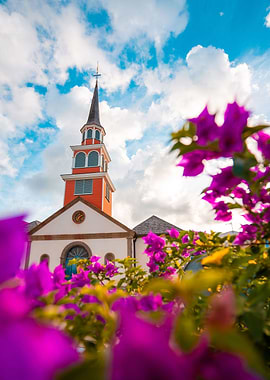 Church and flowers