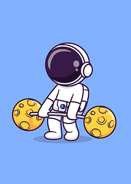 Astronaut lifting moon