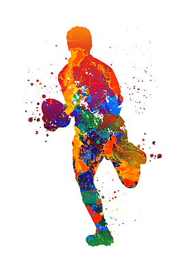 Watercolor Rugby Player