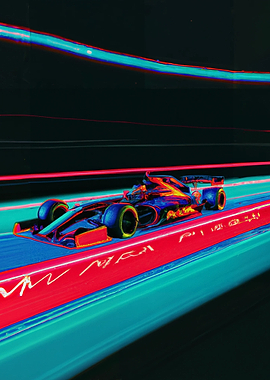 Formula 1 Car Neon Road