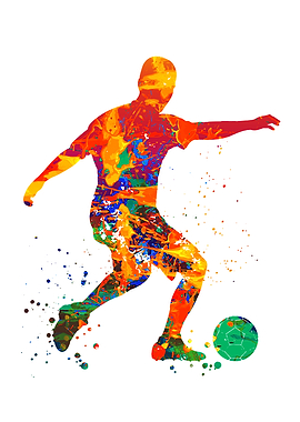 Watercolor Soccer Player
