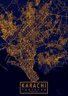 Karachi Map City At Night