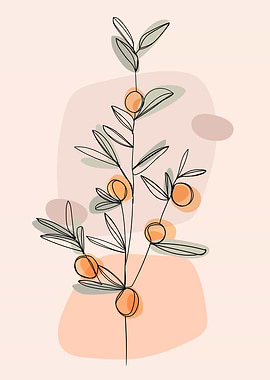 Abstract leaf line drawing