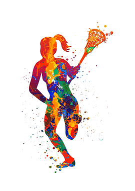 Watercolor Lacrosse Player