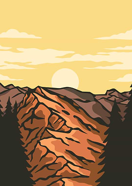 Vintage Sunset in Mountain