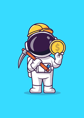 Cute astronaut mining