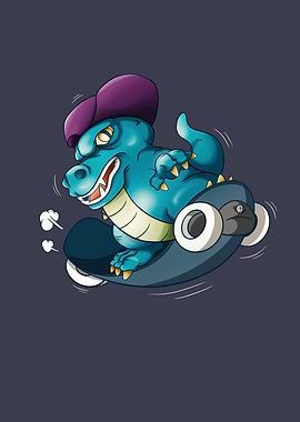 Skater TRex Fun Dinosaur