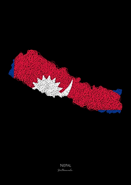 NEPAL KATHMANDU FLAG MAP
