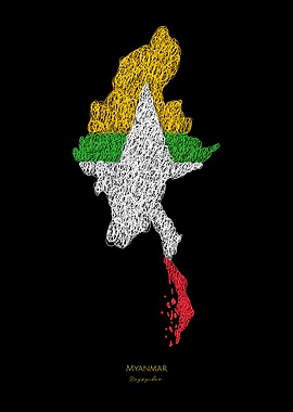 Myanmar Naypyidaw Flag Map