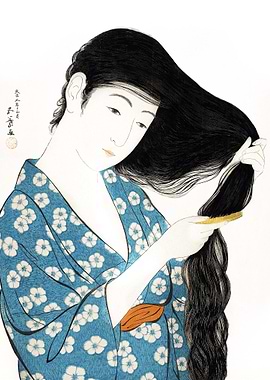 Woman Combing Her Hair