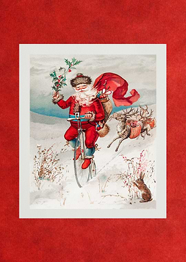 Santa on a Penny Farthing