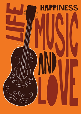 Music Poster Retro Guitar
