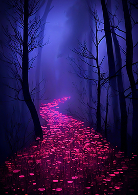 Roses path in the forest