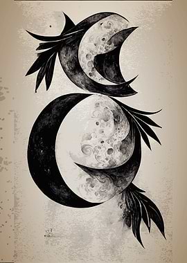 Abstract Moon Ink Drawing