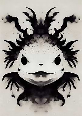 Axolotl Black Watercolor