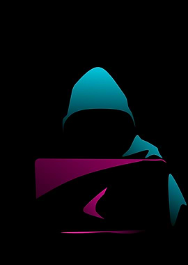 Hacker in blue pink style