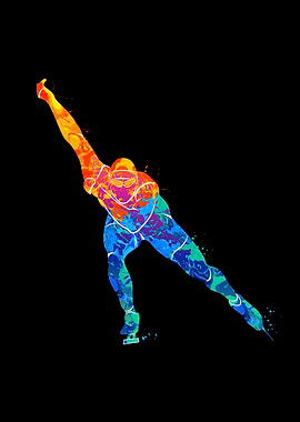 Speed skater in watercolor
