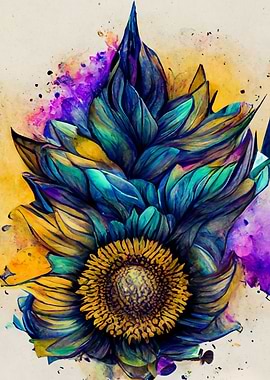 Watercolor Sunflower Art