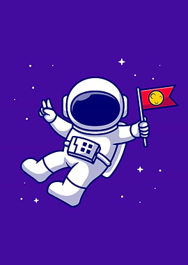 Astronaut holding flag