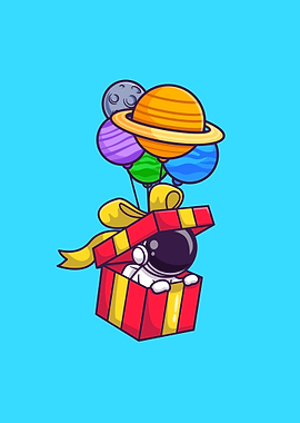 Astronaut in box floating