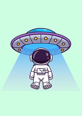 Cute astronaut with ufo