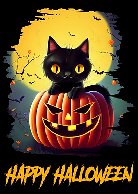 Happy Halloween black Cat