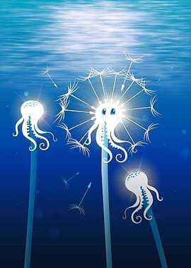 Underwater dandelion field